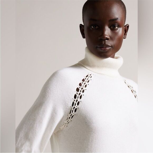 Ted Baker  Malorri Knit Midi Dress in Cream Size 8/10 - Picture 7 of 9